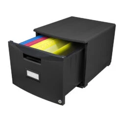 Storex 18" Plastic 1-Drawer File Cabinet With Lock, Legal/Letter - Gray -Merangue International shop large afb47 Storex 61269U01C Filing Cabinets Storex 18 One Drawer File Cabinet with Lock Legal Letter