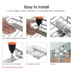 Chrome Finish Storage Pull Out Cabinet Drawer Organizer 18 1/18'' X 11'' X 4 1/8'' - SortWise® -Merangue International shop large afced SortWise SW PSCS 1118 Cabinet Drawer Hardware Chrome Finish Storage Pull Out Cabinet Drawer Organizer 18 1 18 X 11 X 4 1 8 SortWise