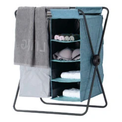 3-in-1 Laundry Hamper Storage Rack Shelf With Removable Fabric Bags For Bathroom - SortWise®