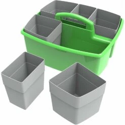 Storex Large Caddy With Sorting Cups, 1/Pack - Red -Merangue International shop large b378c Storex 00981U02C STORAGE CRATES BINS Storex Large Caddy with Sorting Cups Red Purple Blue Teal Yellow Green 2 Pack