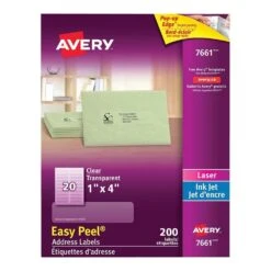 Avery® Easy Peel® Clear Address Labels - 1 X 4", 200 Labels/Pack
