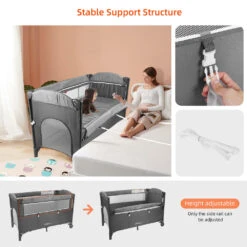 3 In 1 Baby Bedside Crib And Playard Bassinet With Diaper Changing Table - LIVINGbasics® -Merangue International shop large b9966 LIVINGbasics LB BB 2205 Baby Safety Health 3 in 1 Baby Bedside Crib and Playard Bassinet with Diaper Changing Table LIVINGbasics