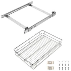 Slide Out Cabinet Basket Organizer ， 21 1/16" X 17 1/8" X 4 1/8", Chrome,for Kitchen - SortWise® -Merangue International shop large c208f SortWise SW POCS 1721 Organizers Slide Out Cabinet Organizer Pull Out Under Cabinet Sliding Shelf Chrome SortWise
