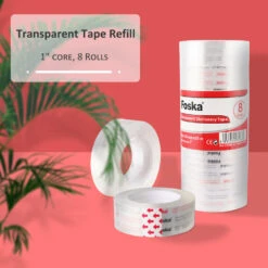 Transparent Tape, 18 Mm X 33 M, 1" Core, 8 Rolls/shrink - Foska 13 Transparent Tape, 18 Mm X 33 M, 1" Core, 8 Rolls/shrink - Foska -Merangue International shop large c28b2 Foska CT301 5 Adhesives Tapes and Dispenser Glossy Transparent Tape Refills 18 mm x 33 m 1 core 8 Rolls Foska