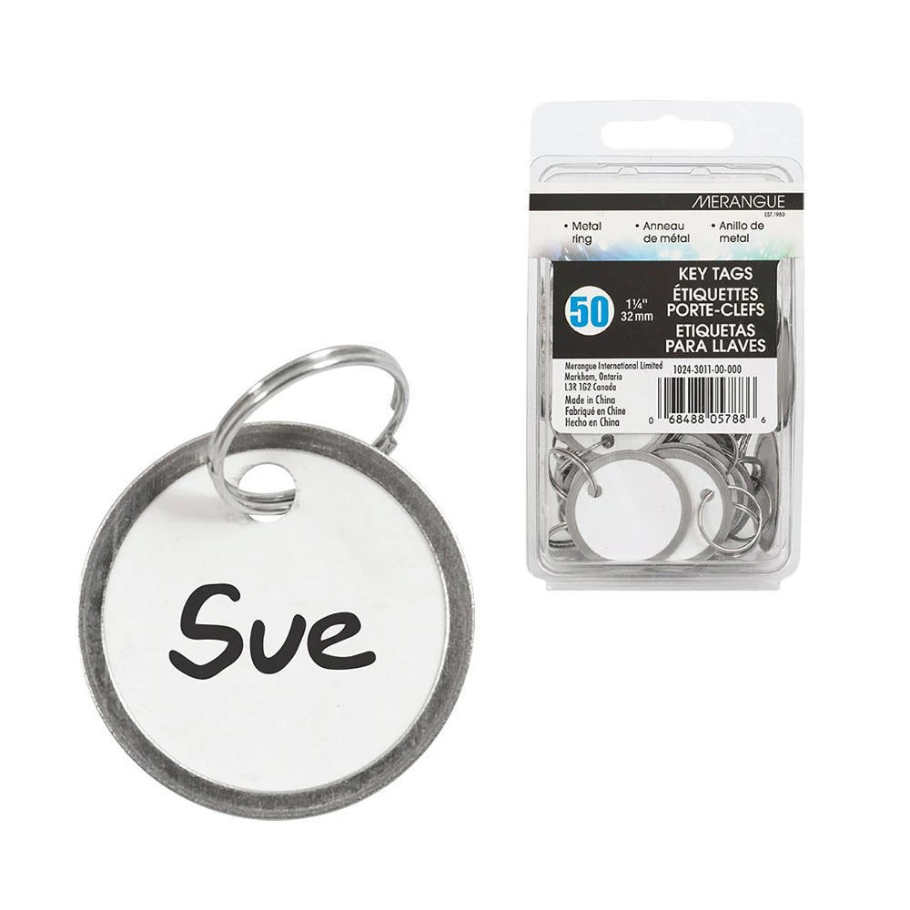Merangue White Key Tags, 1-1/4" Diameter, 50/Pack 1 Merangue White Key Tags, 1-1/4" Diameter, 50/Pack