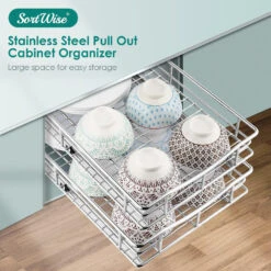 Chrome Finish Storage Pull Out Cabinet Drawer Organizer 18 1/18'' X 11'' X 4 1/8'' - SortWise® -Merangue International shop large c416a SortWise SW PSCS 1118 Cabinet Drawer Hardware Chrome Finish Storage Pull Out Cabinet Drawer Organizer 18 1 18 X 11 X 4 1 8 SortWise