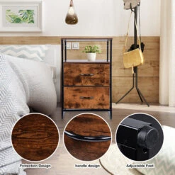 2-Tier Sofa Side End Table With 1 Fabric Drawer, Rustic Nightstands & Bedside Table - SortWise® 32 2-Tier Sofa Side End Table With 1 Fabric Drawer, Rustic Nightstands & Bedside Table - SortWise® -Merangue International shop large c6ae1 SortWise SW ALS5L 5815 Storage Boxes Baskets 2 Drawer Bedside Table