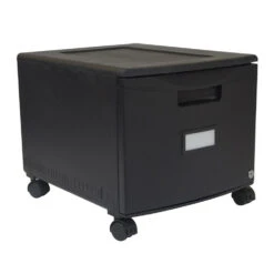 Storex Plastic 1-Drawer 18-Inch File Cabinet With Lock And Casters, Legal/Letter Size - Black