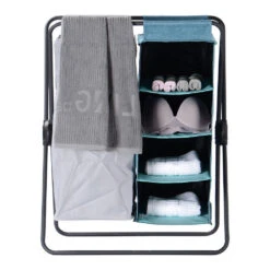 3-in-1 Laundry Hamper Storage Rack Shelf With Removable Fabric Bags For Bathroom - SortWise® -Merangue International shop large c9351 SortWise SW 888 724 Laundry Storage Laundry