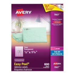 Avery® Easy Peel® Clear Address Labels - 1/2 X 1-3/4", 800/Pack