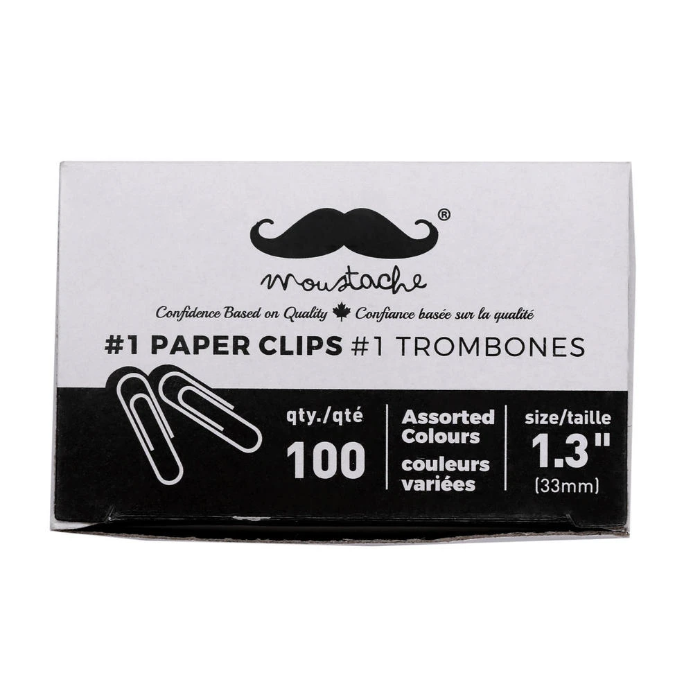 #1 Paper Clips, Assorted Colors, 100 Pcs/Box - Moustache® - 1.3" (33mm) 3 #1 Paper Clips, Assorted Colors, 100 Pcs/Box - Moustache® - 1.3" (33mm) - Image 3