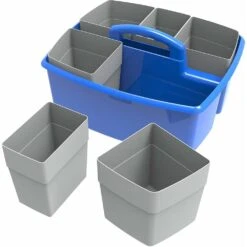Storex Large Caddy With Sorting Cups, 1/Pack - Red -Merangue International shop large d0c6f Storex 00981U02C STORAGE CRATES BINS Storex Large Caddy with Sorting Cups Red Purple Blue Teal Yellow Green 2 Pack