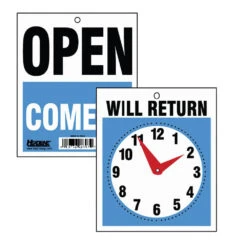 HeadlineSign Double-Sided "Will Return" With Clock Sign, 7-1/2" X 9", 1041193