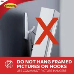3M Command™ Adhesive Hooks, 1 Large Hook With 2 Strips, Holds 5lb - Brushed Nickel -Merangue International shop large d200f 3M 17003C Adhesives Tapes and Dispenser 3M Command Adhesive Hooks 1 Large Hook with 2 Strips Holds 5lb