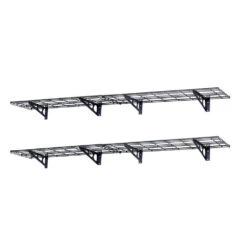 Wall Shelf Garage Storage Rack 1 X 6 FT, 2 Packs,12*72in, Supports Up 600 Lbs,Black - LIVINGbasics® -Merangue International shop large d40d6 LIVINGbasics LVB GR102 1x6 Garage Storage Wall Shelf Garage Storage Rack 2 Pack 12 72 Black LIVINGbasics
