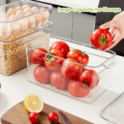Refrigerator Bins Fridge Organizer Food Storage 4 Divider Removable Baskets 2 Sets, 4 In 1 - STORA™ -Merangue International shop large d7344 STORA STO KSRB ALL Storage Boxes Baskets Refrigerator Bin with Removable Baskets to Keep Fruit Fresh 2 Sets STORA