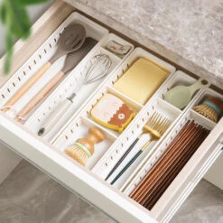 Plastic 3-Compartment Drawer Organizer, White, 1/Pack - Moustache® - 30*12*5cm -Merangue International shop large d7dc4 Moustache MOS A 2191A Drawer Organizers Plastic 3 Compartment Drawer Organizer White Moustache