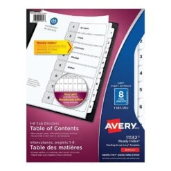 Avery Ready Index Table Of Content Dividers, Numbers 1-12, Black On White -Merangue International shop large d8c7b Avery 099 11143 Dividers Ready Index Dividers