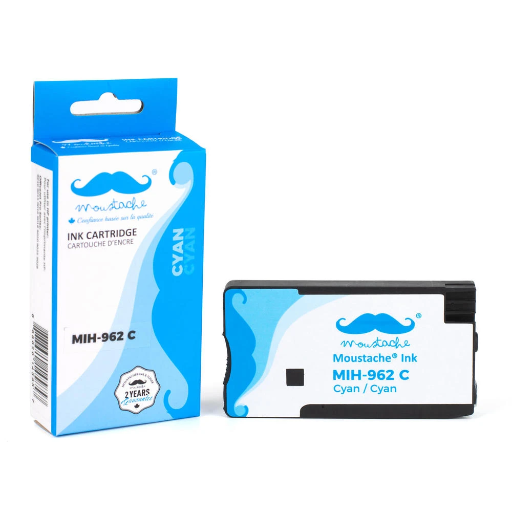 Remanufactured HP 962 3HZ96AN#140 Cyan Ink Cartridge - Moustache® - 1/Pack 1 Remanufactured HP 962 3HZ96AN#140 Cyan Ink Cartridge - Moustache® - 1/Pack