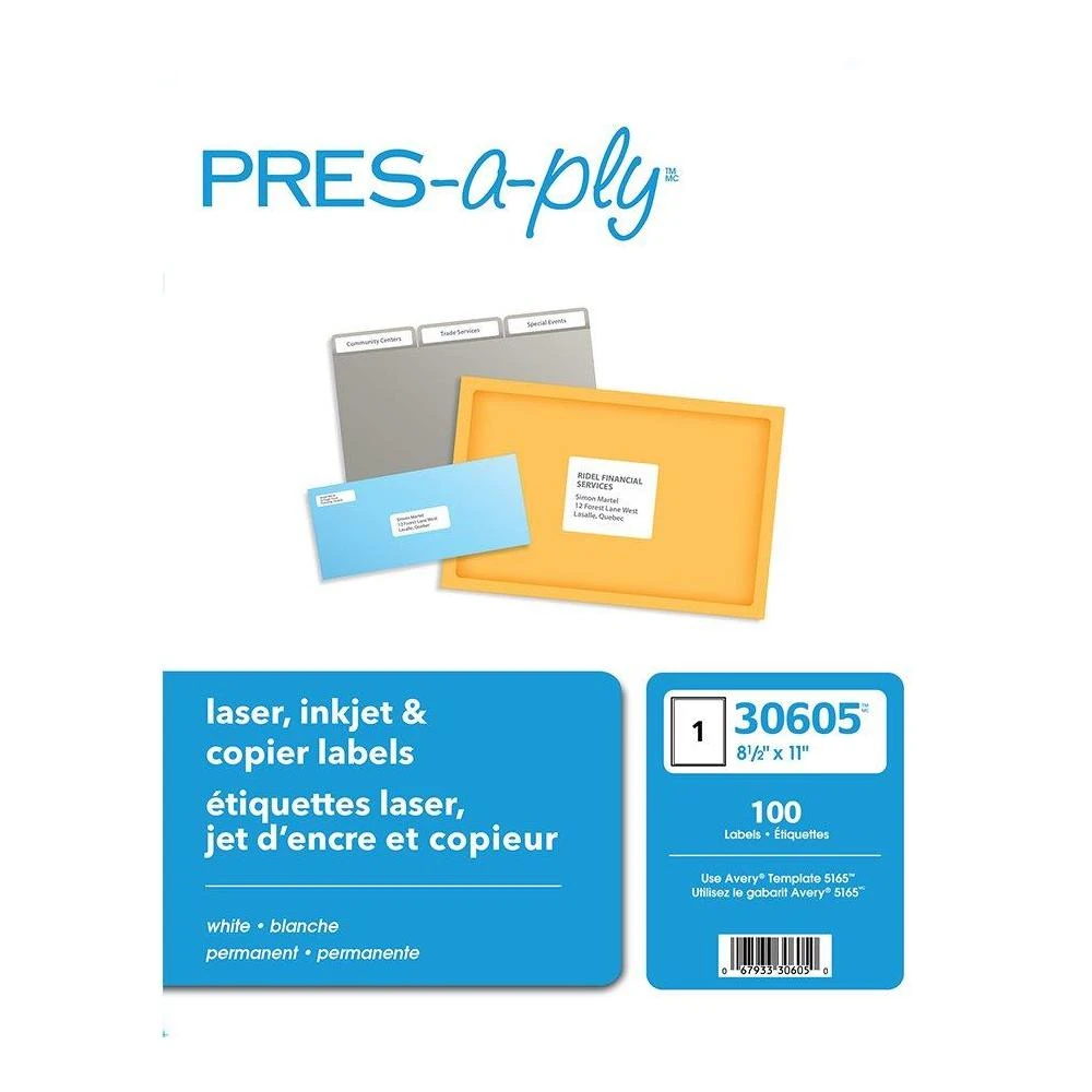 Avery Pre-a-ply™ Permanent Adhesive Laser/Inkjet Labels - 8-1/2 X 11", 100/Pack, 482653 1 Avery Pre-a-ply™ Permanent Adhesive Laser/Inkjet Labels - 8-1/2 X 11", 100/Pack, 482653