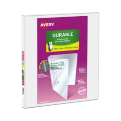 Avery® Durable View Binder, Slant D-rings, White - 1/2"