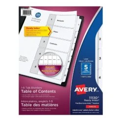 Avery Ready Index Table Of Content Dividers, Numbers 1-12, Black On White -Merangue International shop large e3fbd Avery 099 11143 Dividers Ready Index Dividers