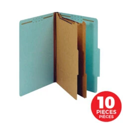 Pendaflex Pressboard Classification Folders, 6 Fasteners, 2-1/2 In, Legal Size, Blue