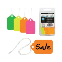 Merangue® Fluorescent Marking Tags, 1-3/4" X 1-3/32", Assorted Colors, 100/Pack