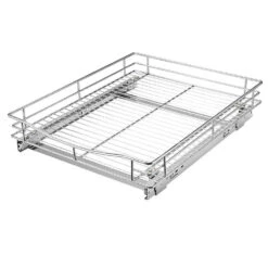 Slide Out Cabinet Basket Organizer ， 21 1/16" X 17 1/8" X 4 1/8", Chrome,for Kitchen - SortWise® -Merangue International shop large e7cf8 SortWise SW POCS 1721 Organizers Slide Out Cabinet Organizer Pull Out Under Cabinet Sliding Shelf Chrome SortWise