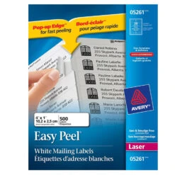 Avery® Easy Peel® White Laser Mailing Labels - 4" X 1", 500/Pack