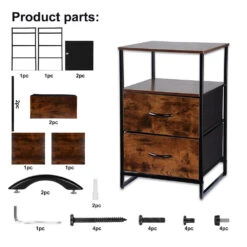 2-Tier Sofa Side End Table With 1 Fabric Drawer, Rustic Nightstands & Bedside Table - SortWise® 31 2-Tier Sofa Side End Table With 1 Fabric Drawer, Rustic Nightstands & Bedside Table - SortWise® -Merangue International shop large f1855 SortWise SW ALS5L 5815 Storage Boxes Baskets 2 Drawer Bedside Table