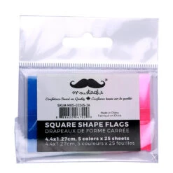 Square Shape Index Tab Flags - Moustache® - 1/Pack, 4.4 X 1.27cm, 5 Colors X 25 Sheets -Merangue International shop large f1d86 Moustache MOS G3345 3A Post it Self Stick Notes Flags Square Shape Index Tab Flags Moustache