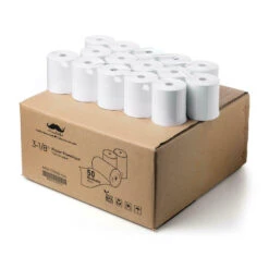 Thermal Paper Rolls, 3-1/8" X 200', (Diameter: 70mm, Inside 16mm), 50 Rolls/Box- Moustache®