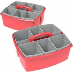 Storex Large Caddy With Sorting Cups, 1/Pack - Red
