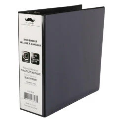 3" D-Ring Binder, 3 Rings, Letter Size, Black - Moustache® - 1/Pack