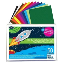 Geo® Construction Paper, 8-1/4 X 11-5/8'', 12 Assorted Colors, 50 Sheets/Pack 747212