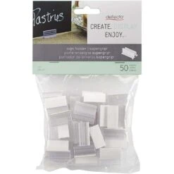Deflecto® 20002 SuperGrip Sign Holder With Adhesive, 50 Piece,1", Clear