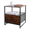 2-Tier Sofa Side End Table With 1 Fabric Drawer, Rustic Nightstands & Bedside Table - SortWise®