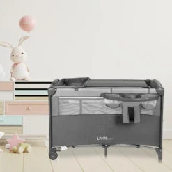 3 In 1 Baby Bedside Crib And Playard Bassinet With Diaper Changing Table - LIVINGbasics® -Merangue International shop large fbe43 LIVINGbasics LB BB 2205 Baby Safety Health 3 in 1 Baby Bedside Crib and Playard Bassinet with Diaper Changing Table LIVINGbasics
