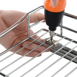 Slide Out Cabinet Basket Organizer ， 21 1/16" X 17 1/8" X 4 1/8", Chrome,for Kitchen - SortWise® -Merangue International shop large fceb4 SortWise SW POCS 1721 Organizers Slide Out Cabinet Organizer Pull Out Under Cabinet Sliding Shelf Chrome SortWise