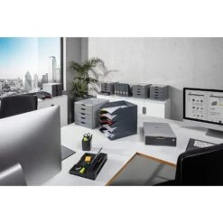 Durable VARICOLOR 1 Safe, Gray/Multicolor -Merangue International shop large fd758 Durable 760127 Desk Organizers VARICOLOR 1 Safe Gray Multicolor