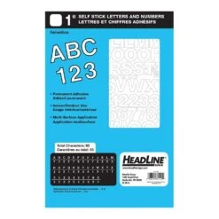 Headline Sign® Geosign Vinyl Stickers - White Number & Letter Uppercase, 1'' (25mm) #143537