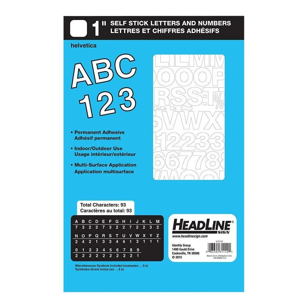 Headline Sign® Geosign Vinyl Stickers - White Number & Letter Uppercase, 1'' (25mm) #143537 1 Headline Sign® Geosign Vinyl Stickers - White Number & Letter Uppercase, 1'' (25mm) #143537