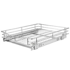 Slide Out Cabinet Basket Organizer ， 21 1/16" X 17 1/8" X 4 1/8", Chrome,for Kitchen - SortWise® -Merangue International shop large ff638 SortWise SW POCS 1721 Organizers Slide Out Cabinet Organizer Pull Out Under Cabinet Sliding Shelf Chrome SortWise